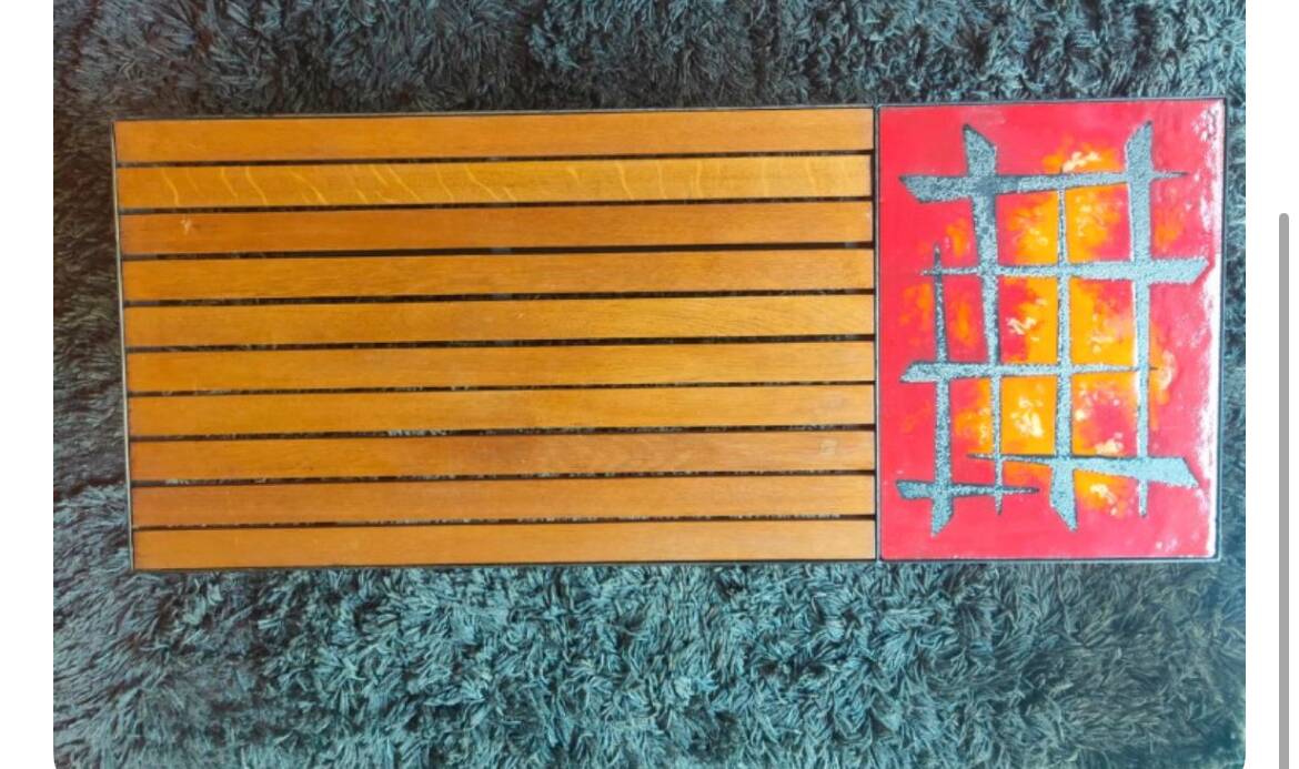 Table basse bois et céramique vintage