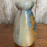 Old mougin style vase ceramic beige crystallized enamel blue france