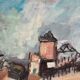 Boats in the harbor, oil on panel