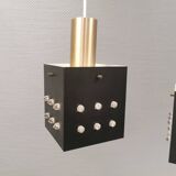 Three older square pendant lamps in Space-Age style, Denmark 1980s