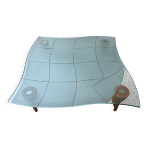 table basse verre signée - jean