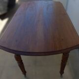 Antique round table with shutters in walnut wood on casters