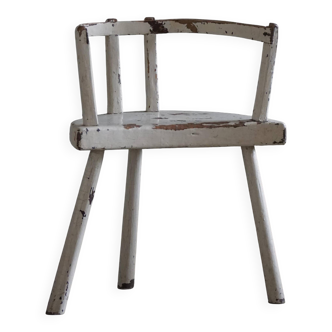 Decorative armchair painted white, Wabi Sabi, early 20th century