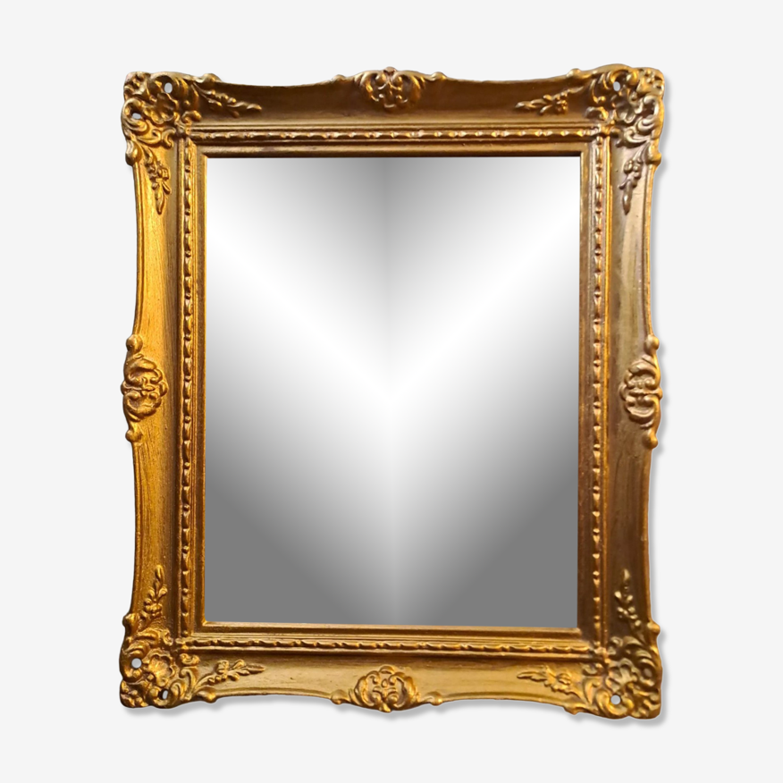 Miroir rectangulaire base en bois moulures en plâtre 1920 32x38cm | Selency