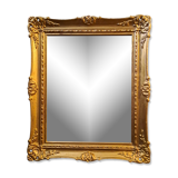Mirror rectangular wood base and plaster moldings 1920 32x38cm