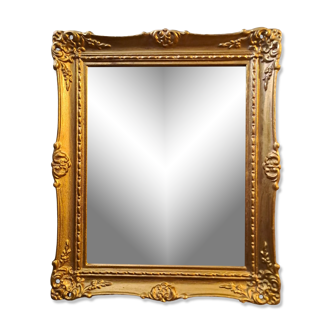 Miroir rectangulaire base en bois moulures en plâtre 1920 32x38cm