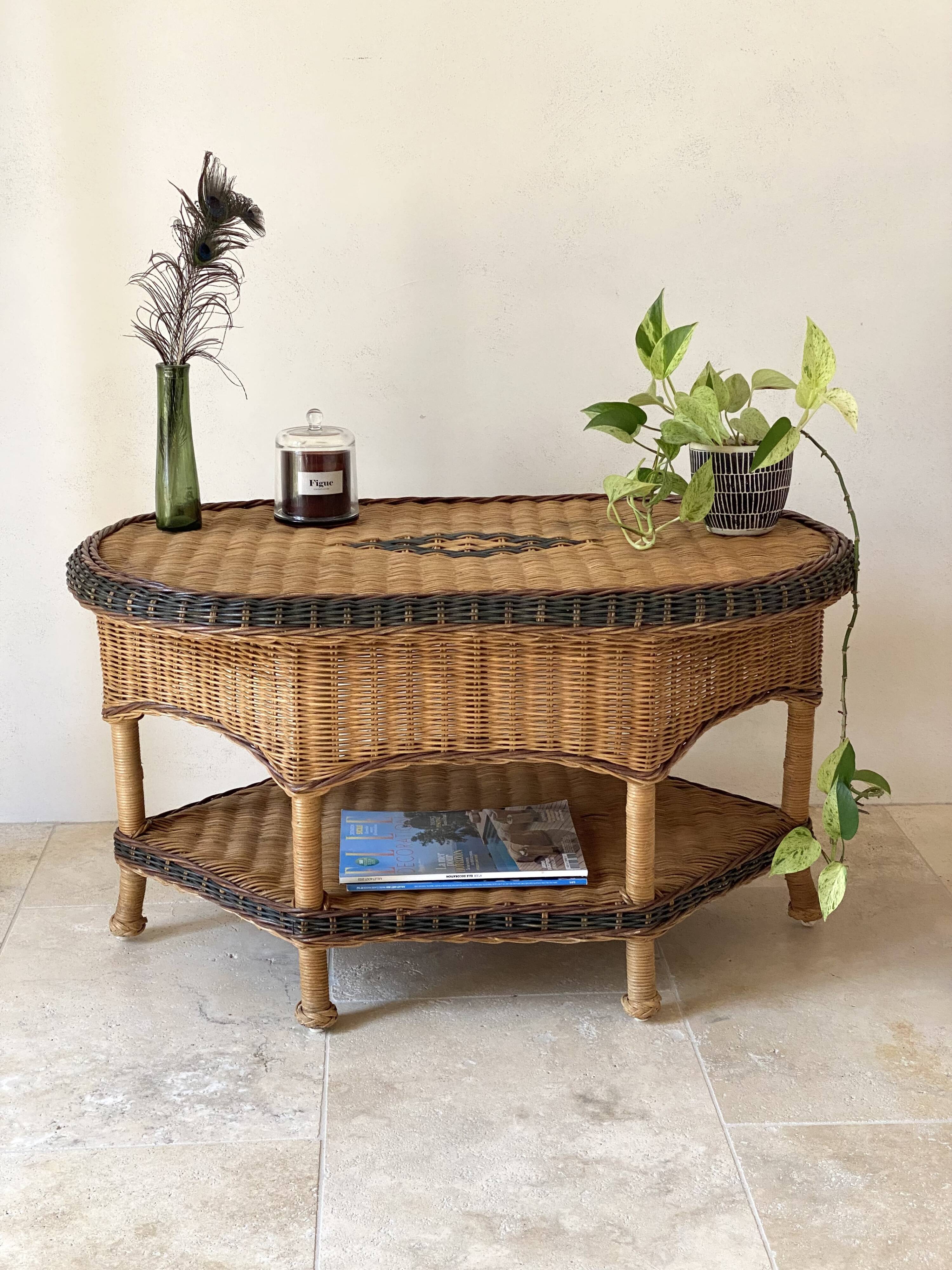 Vintage rattan coffee table – 1970s Riviera spirit
