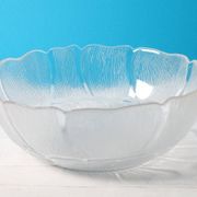 Salad Bowl Fleur, Vintage Decorative Clear Large Fruit Glass Bowl / Arcoroc