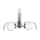 3-opaline sputnik and chrome metal hanging lamp 1970