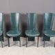 Vintage green leather dining chairs, 1980s - set of 4