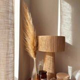 Minimalist raffia bedside table lamp size L