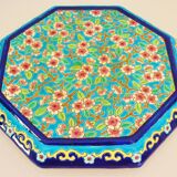 Glazed ceramic trivet, Longwy enamels, art deco