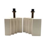 Hollywood regency set of 2 ceramic table Lamps, France 1970s