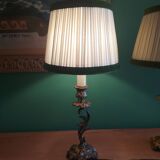Pair of bronze lamps with lampshades