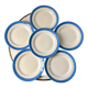 lot of 6 flat plates sky blue Saint-Amand model "Languedoc" 50s