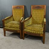 Pair of "Bergère" Armchairs in Mahogany, Empire Period – Early 19th Century