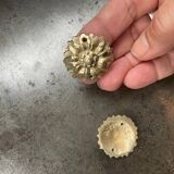 Pair of numbered antique brass rosettes for furniture decoration