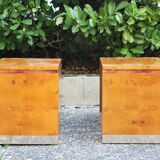 Rare pair of bedside tables in elm burl - 1970