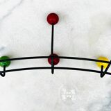 Vintage coat rack with 6 ball hooks 1960