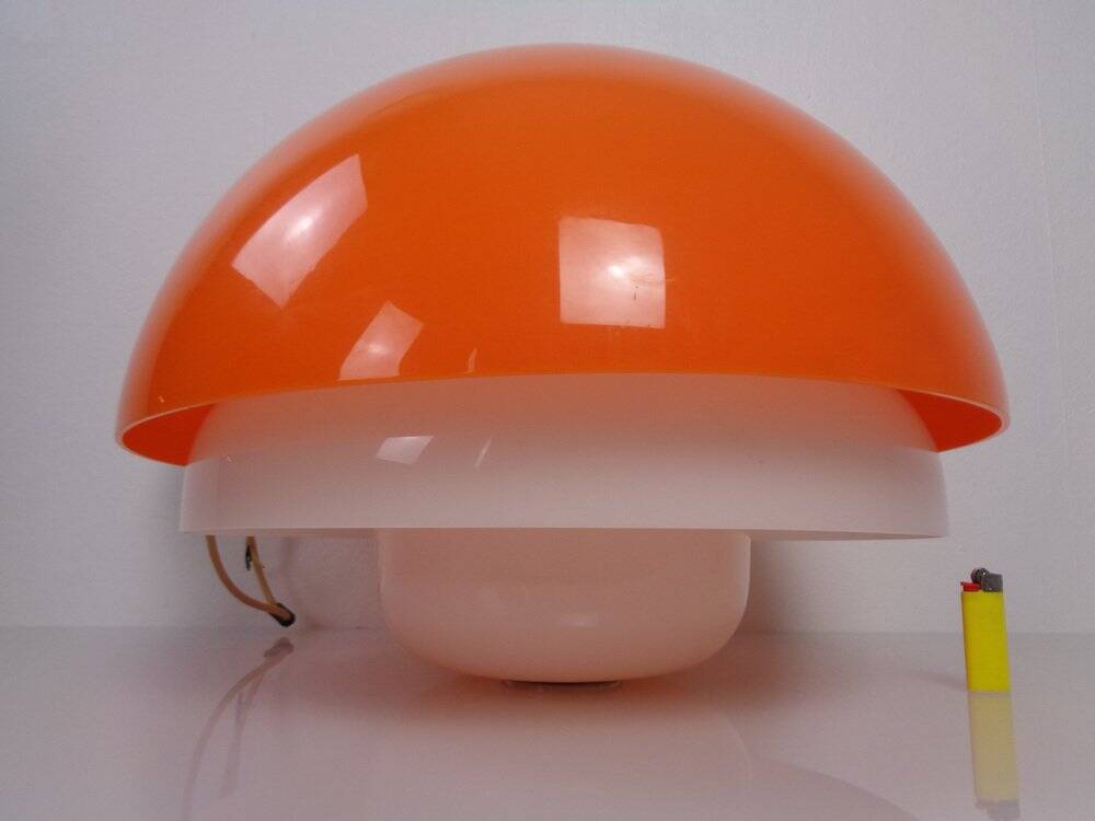 Space Age Orange & White Ceiling Lamp, Italy, 1970s