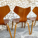 Suite of 4 chairs 4130 Grand Prix in teak, Arne Jacobsen for Fritz Hansen Teak