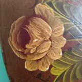 Vintage hand painted wooden round wall mirror