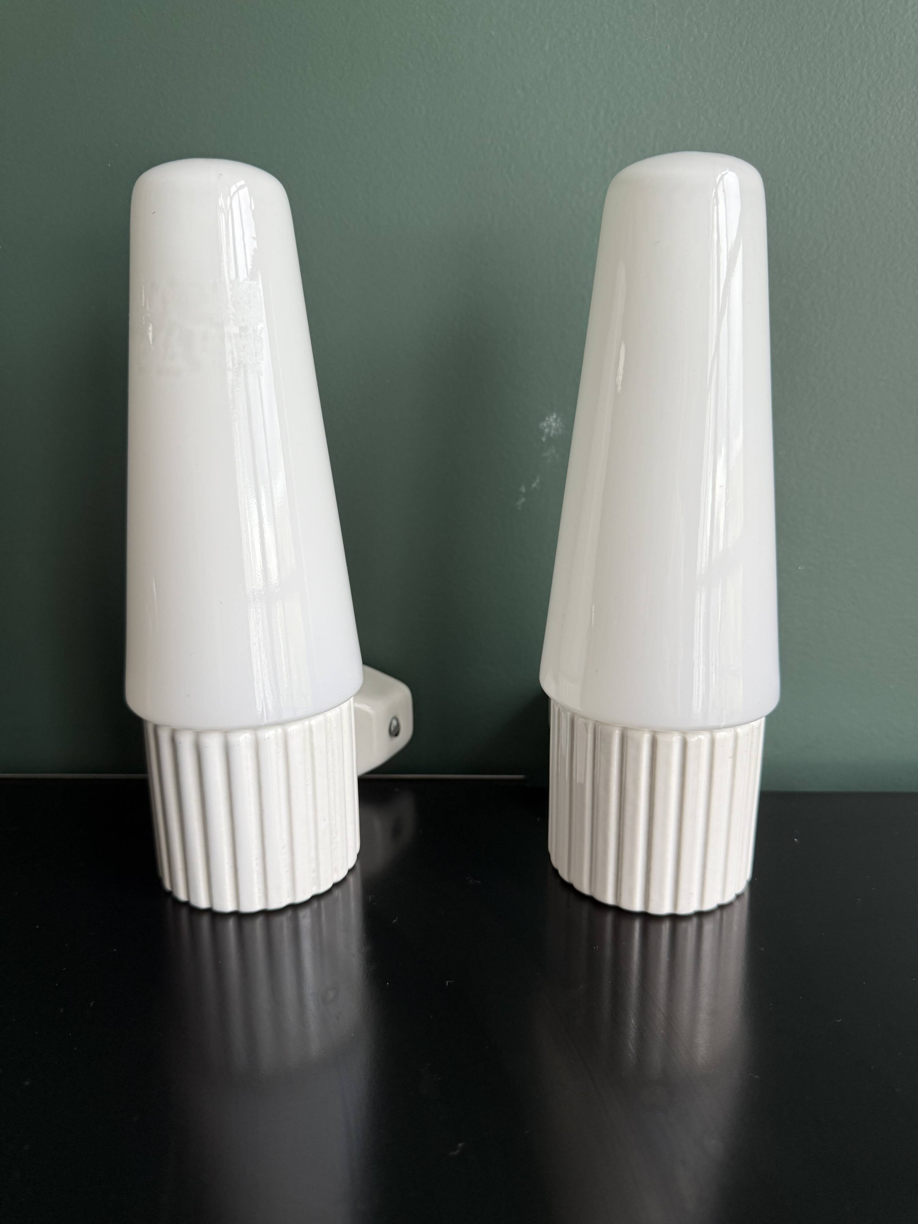 Pair of Scandinavian ceramic wall lights by Bernadotte