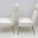 Pair of Gigi Radice Mid-century Modern Boucle Small Armchairs by Minotti 50