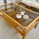 Coffee table 1960s/70s - smoked glass / bamboo / rattan / wicker