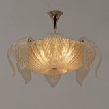 Vistosi Mid-Century Modern Italian Murano Glass and Brass Chandelier, 1960