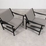2x wooden Scandinavian arm chairs
