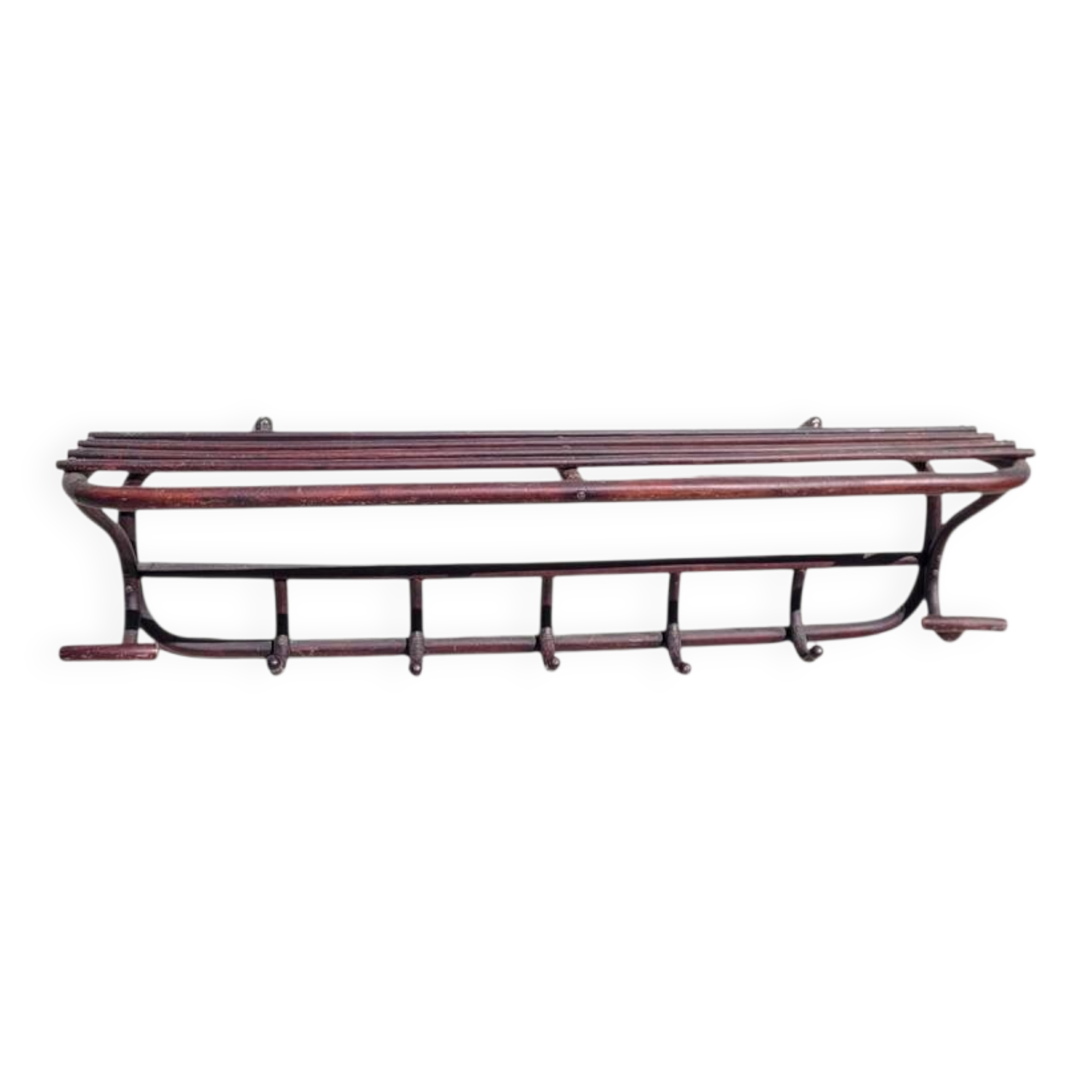Old wooden cloakroom coat rack