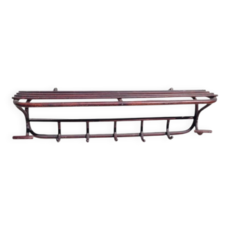 Old wooden cloakroom coat rack