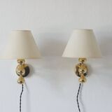 24 carat gold plated teardrop wall lamps by Hugo Asmussen, Denmark, 1970s, set of 2