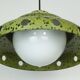 Mid century pendant light enamel metal white glass 1960s
