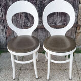 Pair Baumann chairs white seagulls, vintage, 70s