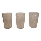 Set of three long drink glasses in pressed glass with a diamond pattern, 1960.