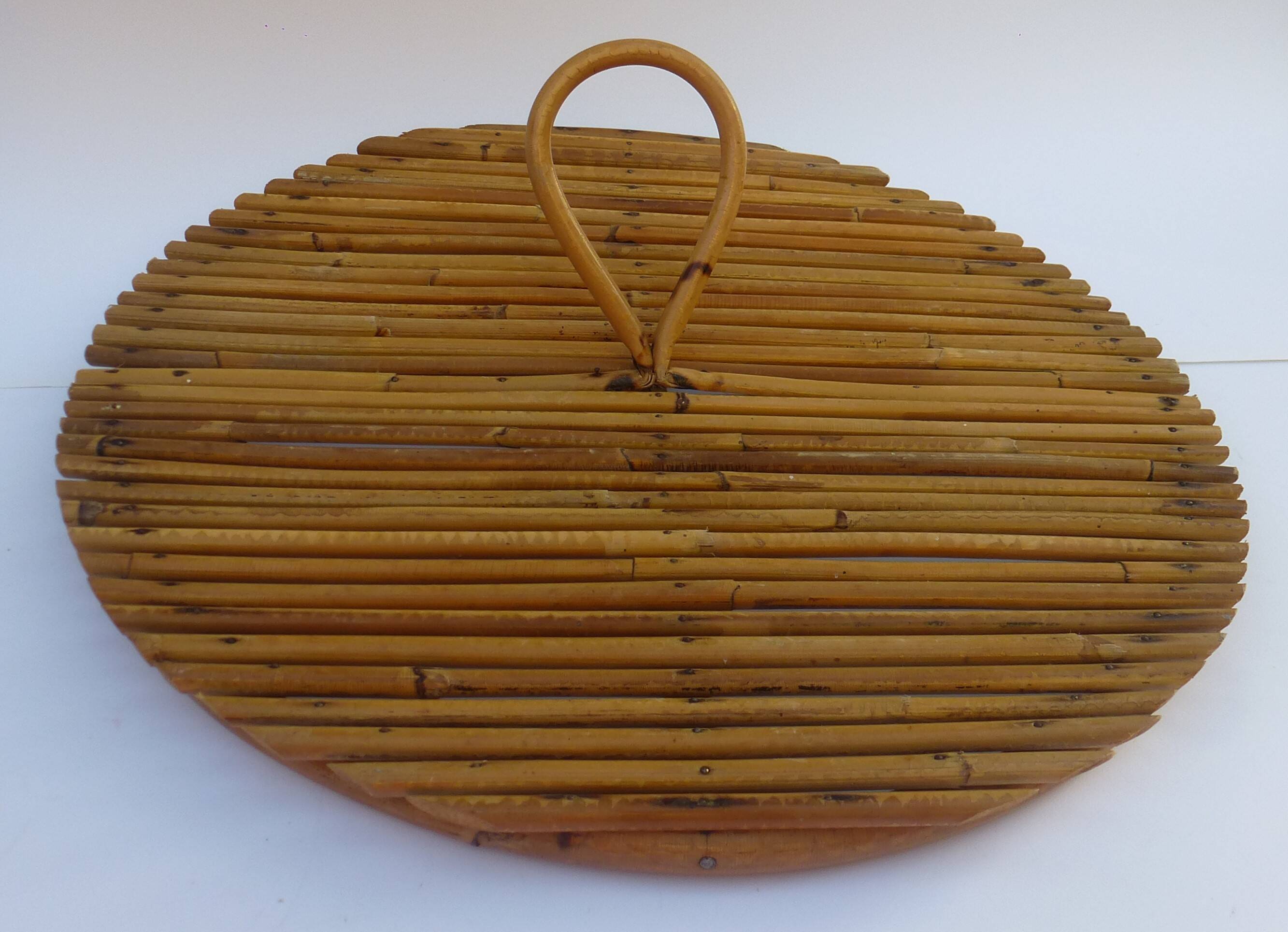 Rattan tray, vintage 1970