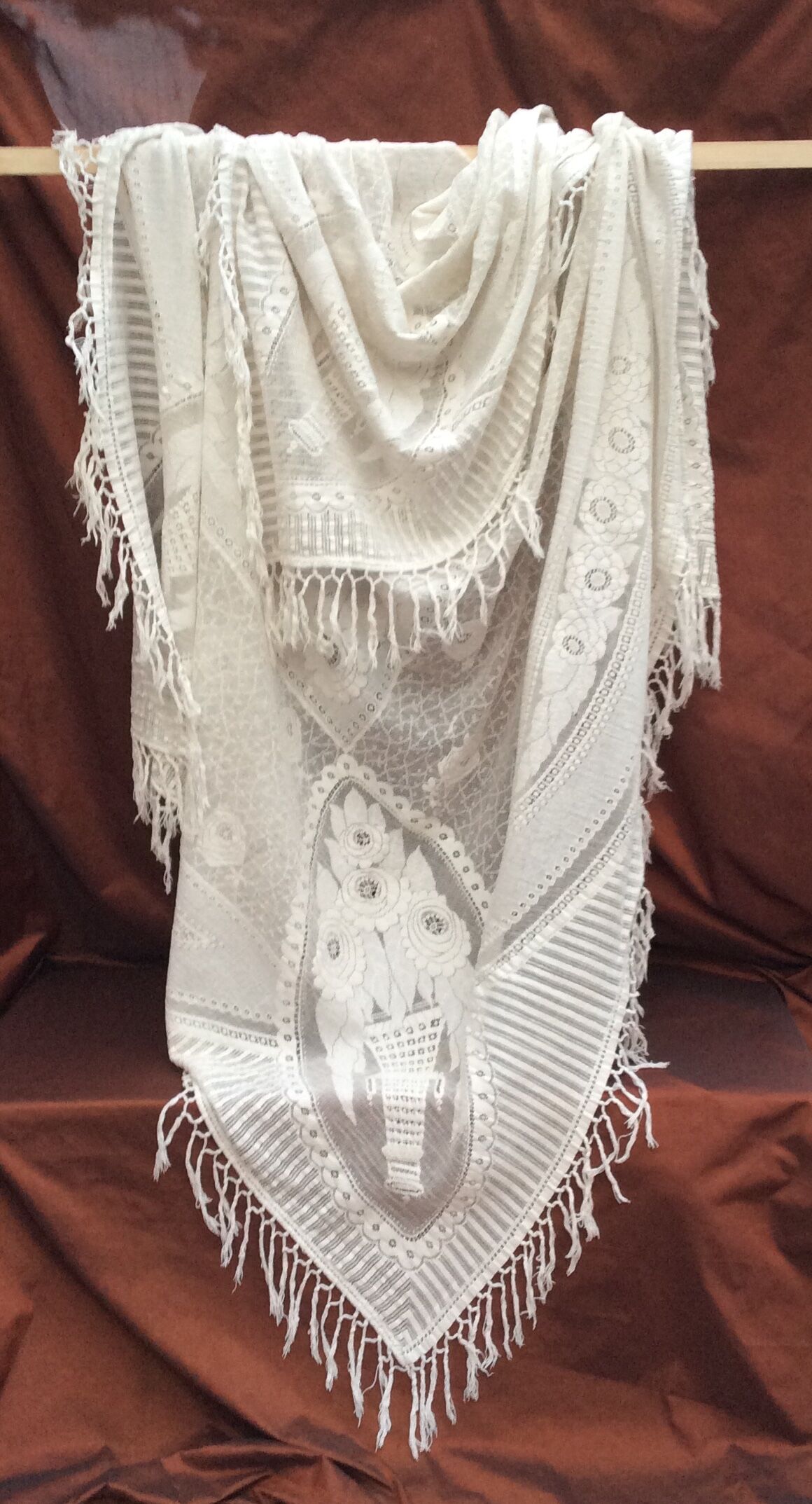 Old white lace tablecloth