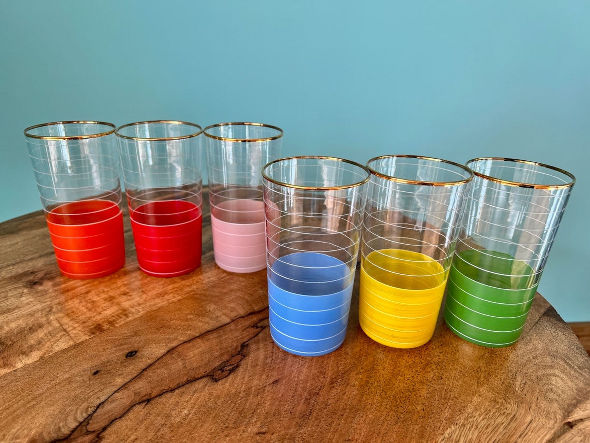 Vintage liqueur and wine glasses from the 1960s