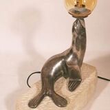 Lampe "otarie" art deco en bronze argenté