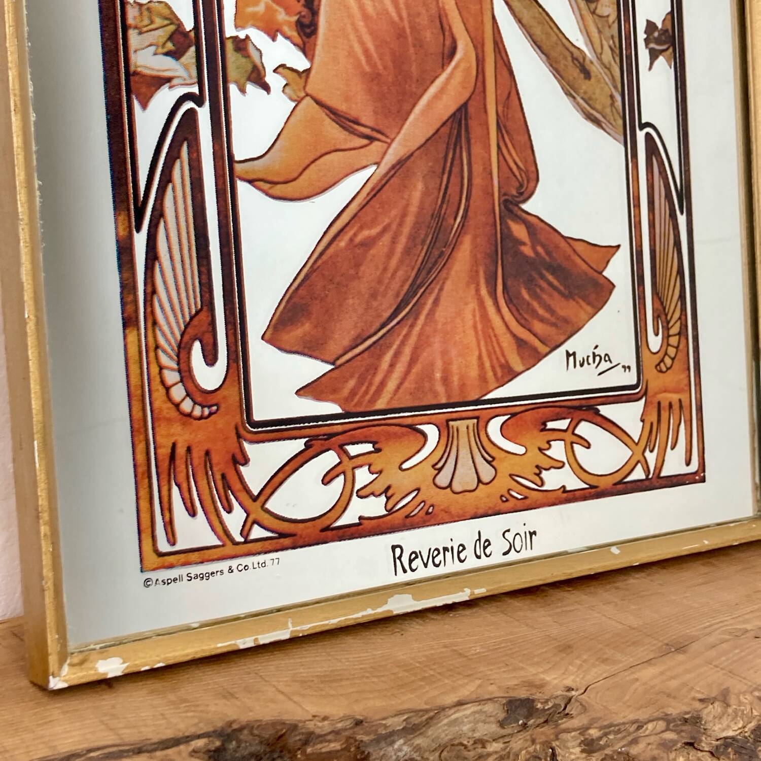 Vintage Alphonse Mucha Reverie De Soir Mirror, Art Nouveau
