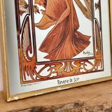 Vintage Alphonse Mucha Reverie De Soir Mirror, Art Nouveau