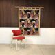 Tapestry wall hanging with sailing boats motif on bamboo rod, Italy 1940s