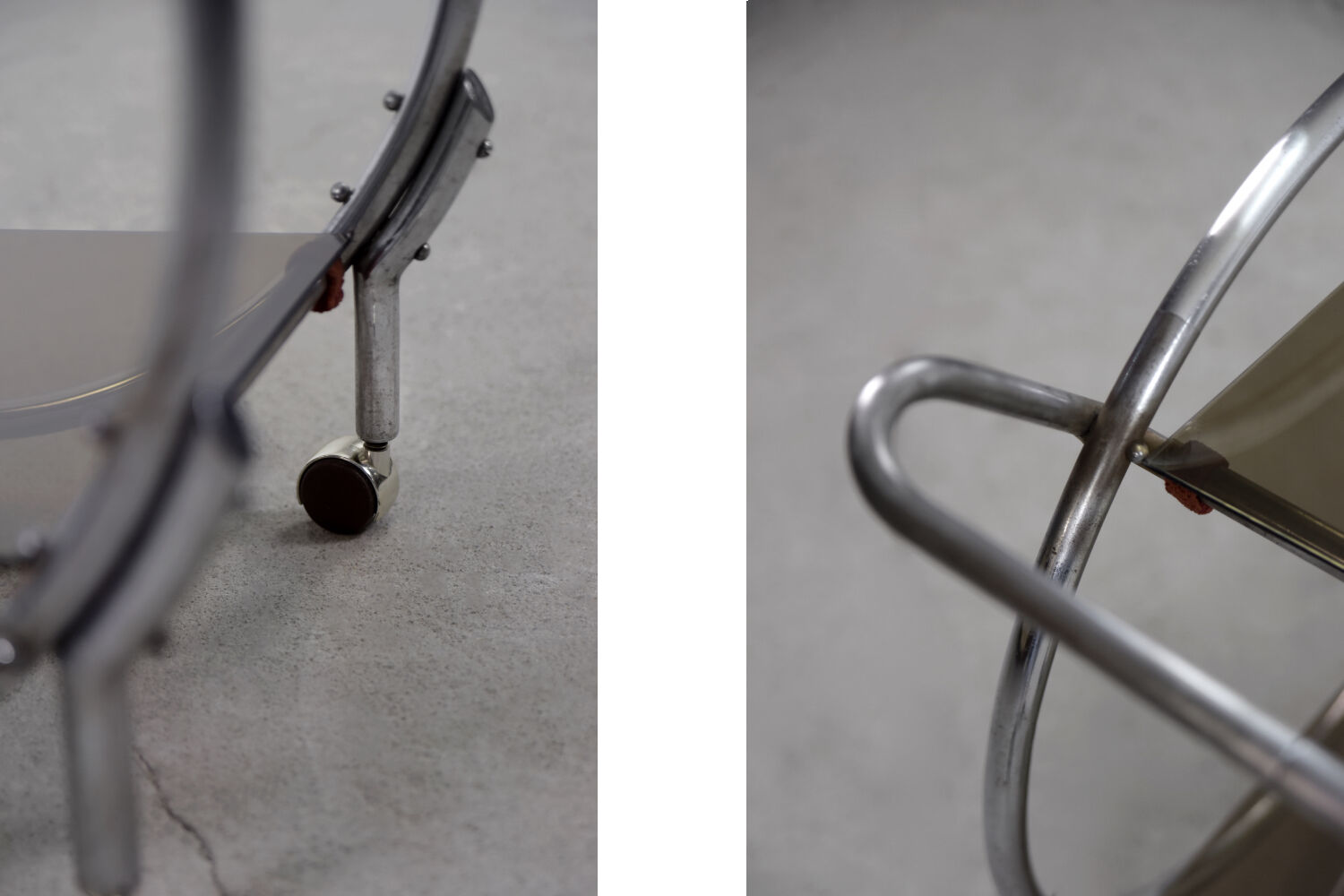 Vintage art déco chrome and glass round bar cart, 1930s