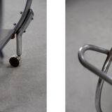 Vintage art déco chrome and glass round bar cart, 1930s