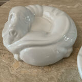 Vintage pocket vacuum duo in glazed ceramic