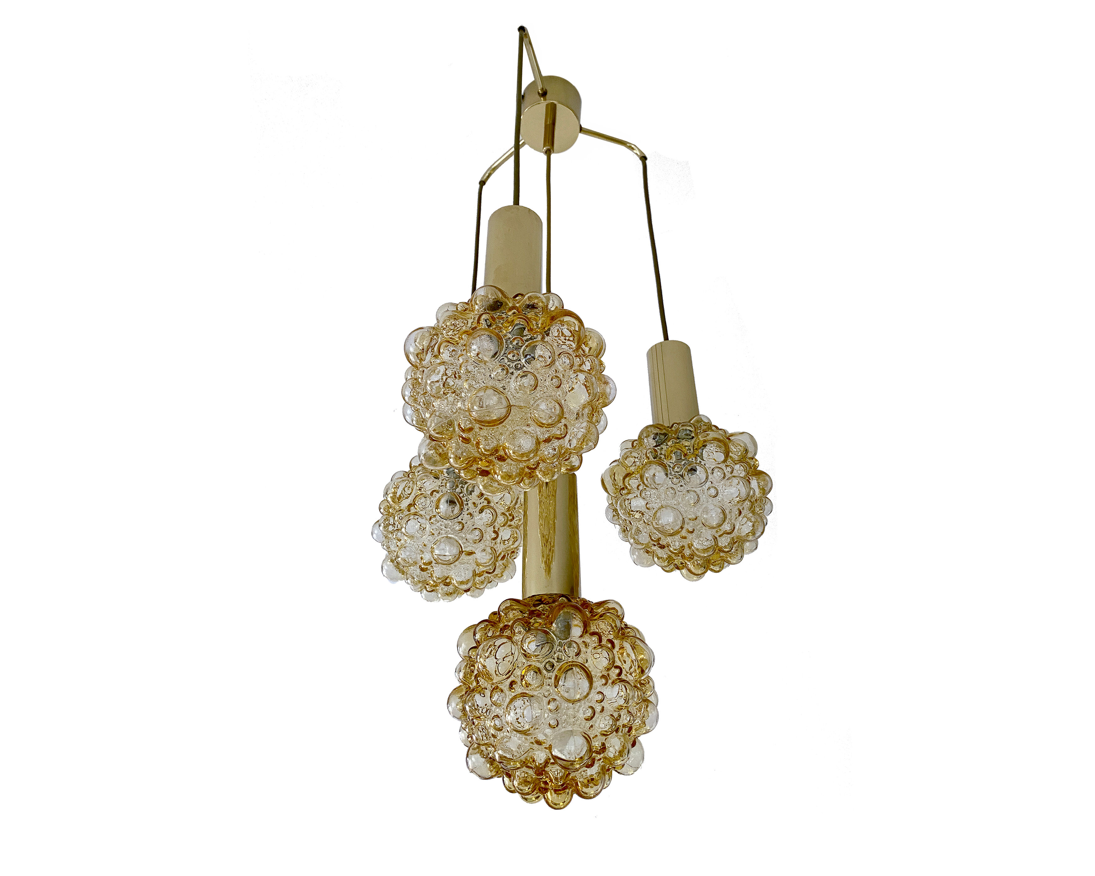 Vintage suspension lamp Limburg, Bubble Glass & Brass, 70s