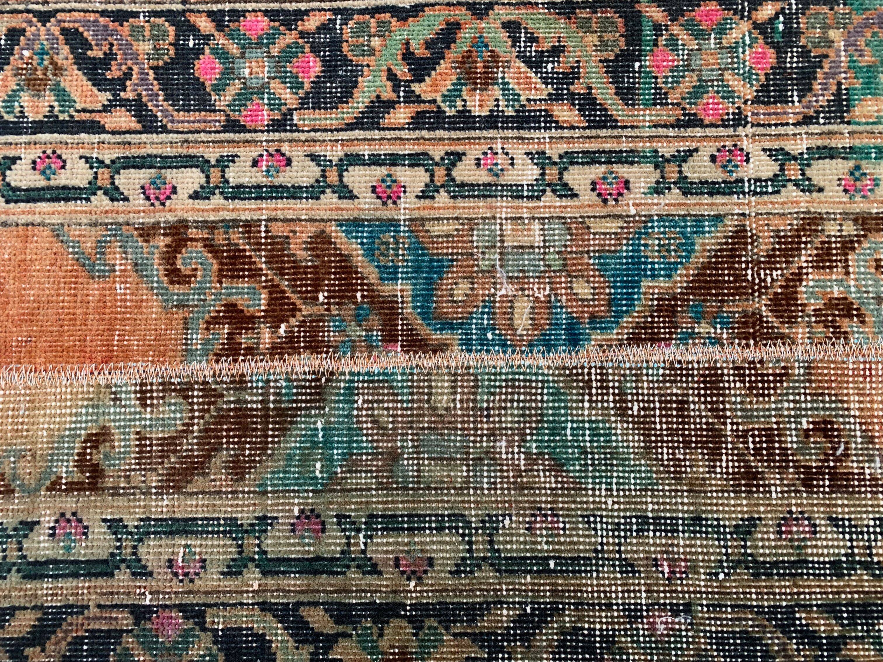 Distressed Turkish Narrow Runner 270x67 cm wool Vintage Tribal Rug