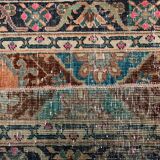 Distressed Turkish Narrow Runner 270x67 cm wool Vintage Tribal Rug